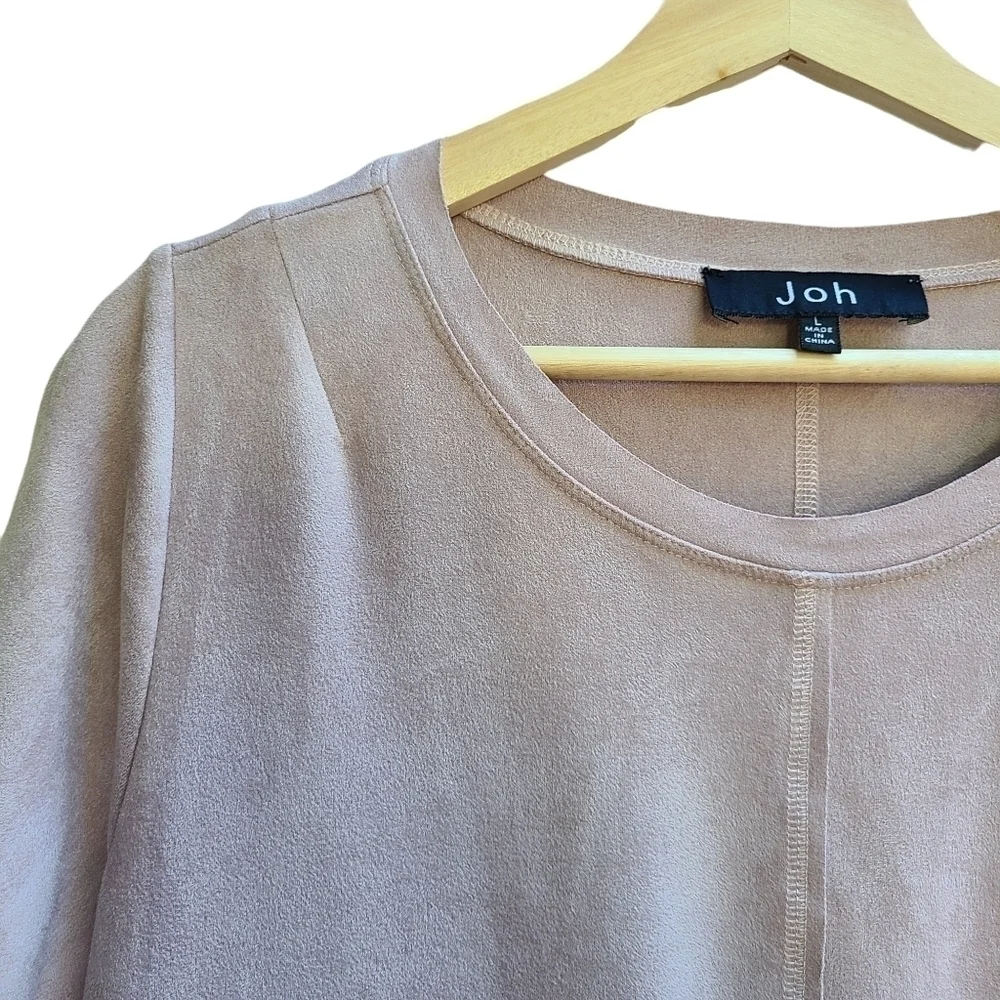 Joh Faux Suade Soft Light Pink Mauve Dress, Size Large